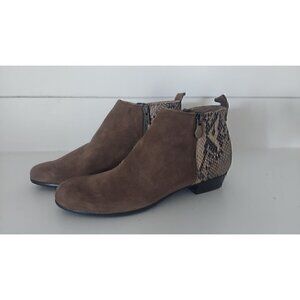 Munro Womens Brown Lexi Suede Snake Skin Double Zip Ankle Boot/NWOB Size 7